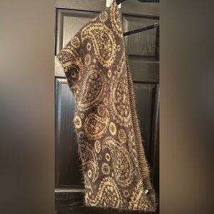 Brown Paisley Soft Knit Scarf Wrap